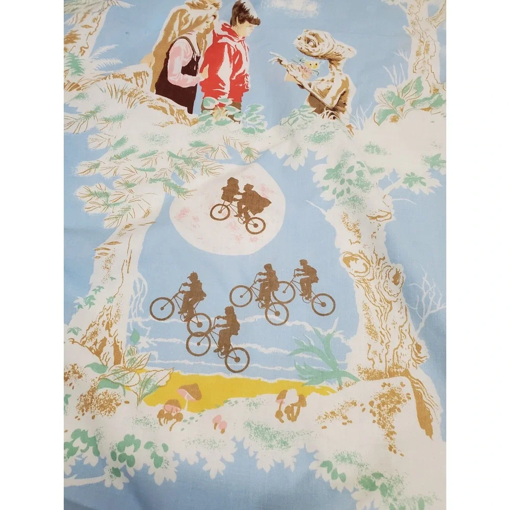 Vintage 1982 80s Light Blue ET the Extra Terrestrial Fabric Twin Fitted Sheet